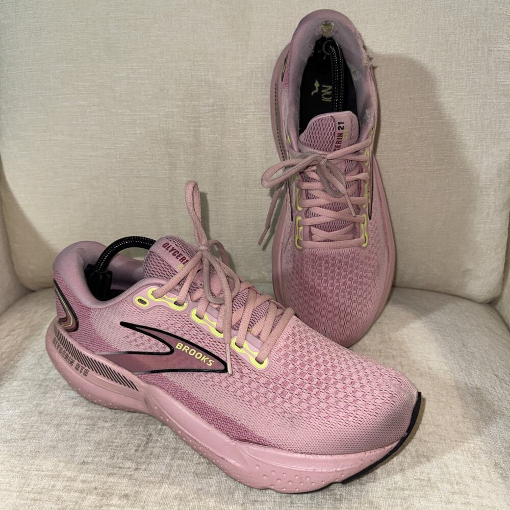 Brooks Glycerin GTS 21 Women Sz. 11.5 Pink Black Athletic Running Shoes Sneakers